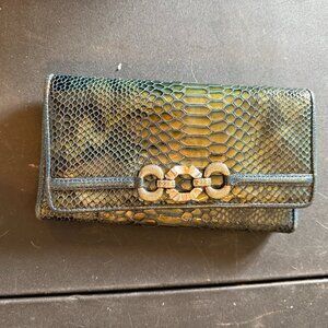 Brighton Teal Shimmery Wallet Snakeskin 7.5x4" (135)